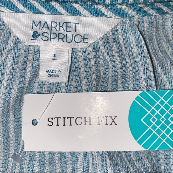 MARKET & SPRUCE ☆ Liliana Surplice Dress ☆ Light Blue Stripe ☆ Size Small ☆ NWT - Picture 7 of 7
